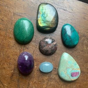Cabochons gemstones Jade moonstone amethyst magnetite turquoise